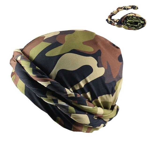 Halo Turban Durag for Men: Print/Satin Lined