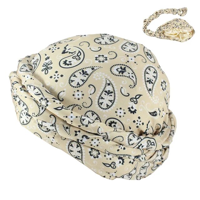 Halo Turban Durag for Men: Print/Satin Lined