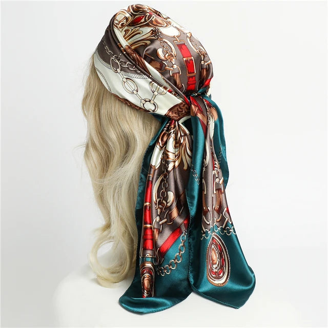 Satin Print Head Wrap Scarf