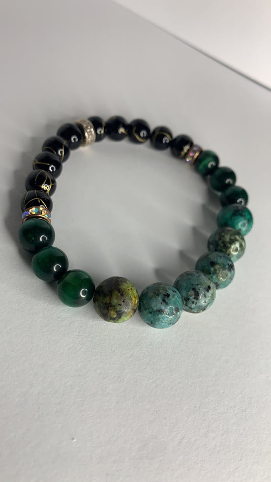 Clouded Green Jasper Gemstone Healing Bracelet 005