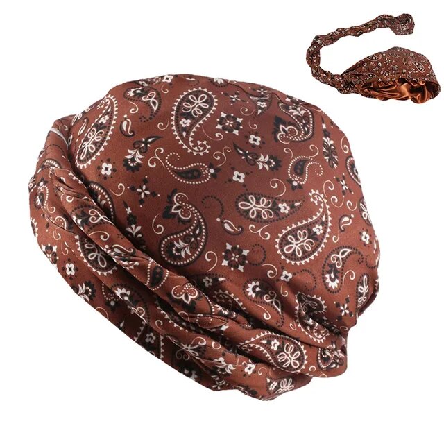 Halo Turban Durag for Men: Print/Satin Lined