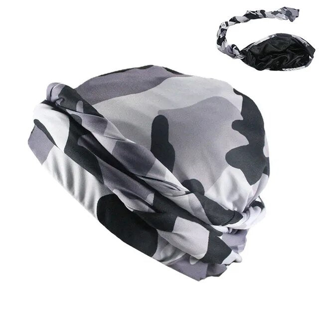 Halo Turban Durag for Men: Print/Satin Lined