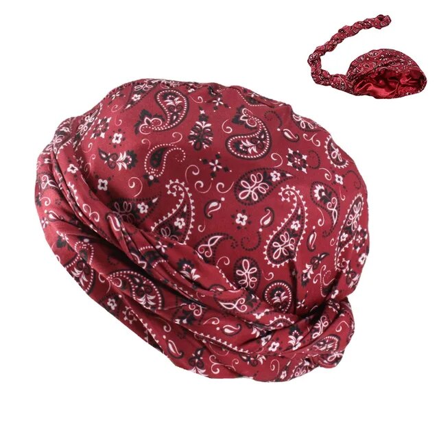 Halo Turban Durag for Men: Print/Satin Lined