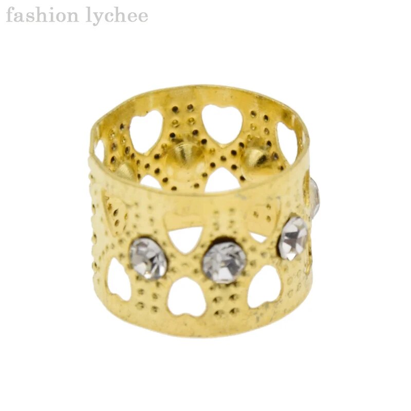 10pcs Golden Rhinestone Dreadlock Beads