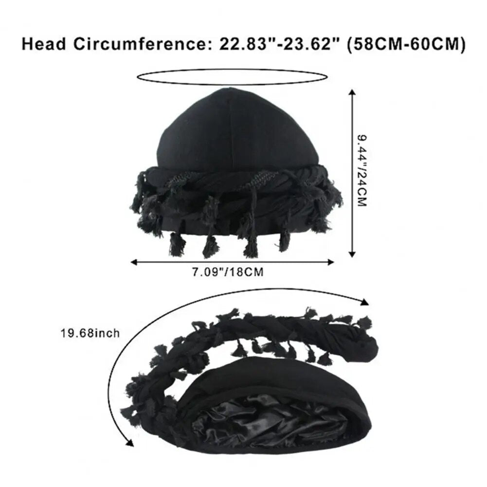 Black Halo Burr Turban Durag for Men: Satin Lined