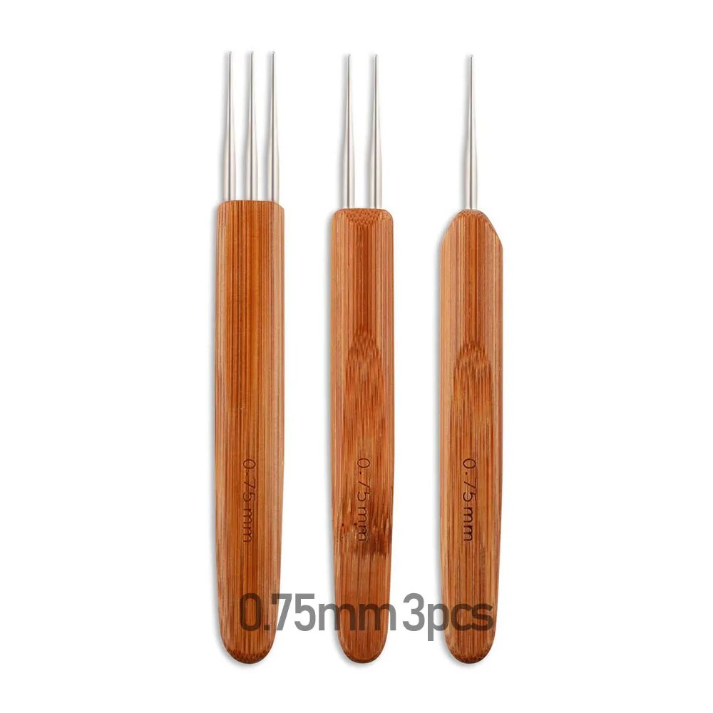 3pcs 0.5Mm/0.75Mm Single Double Triple Crochet Needle For Locs