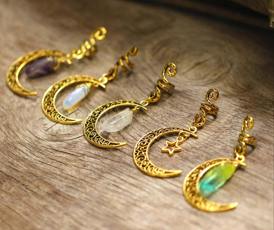 Golden Loc Jewelry Raw Crystal & Moonstone Braid