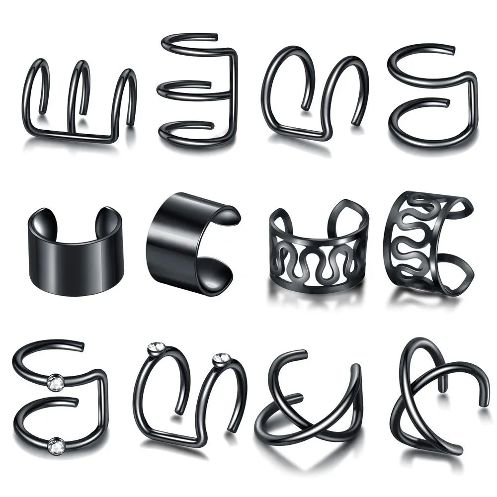5/12pcs Black and Gold Loc Jewelry sets