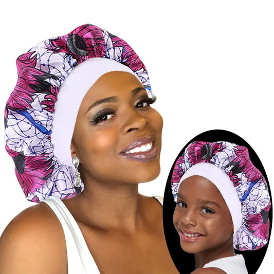 1 & 2 pcs set Satin Bonnet Sleep Cap - Adult/Child/Mommy and Me Set