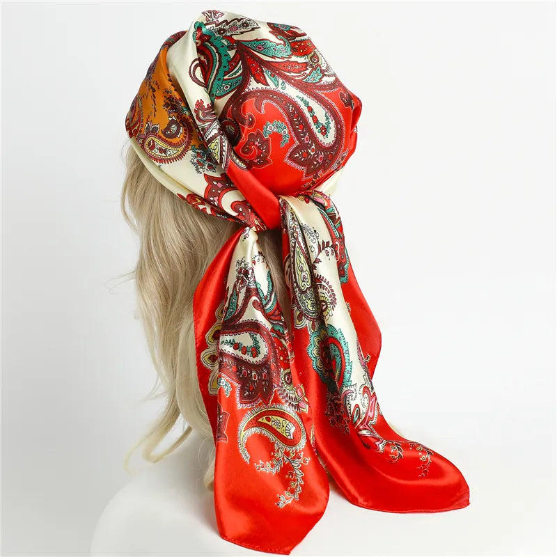 Satin Print Head Wrap Scarf