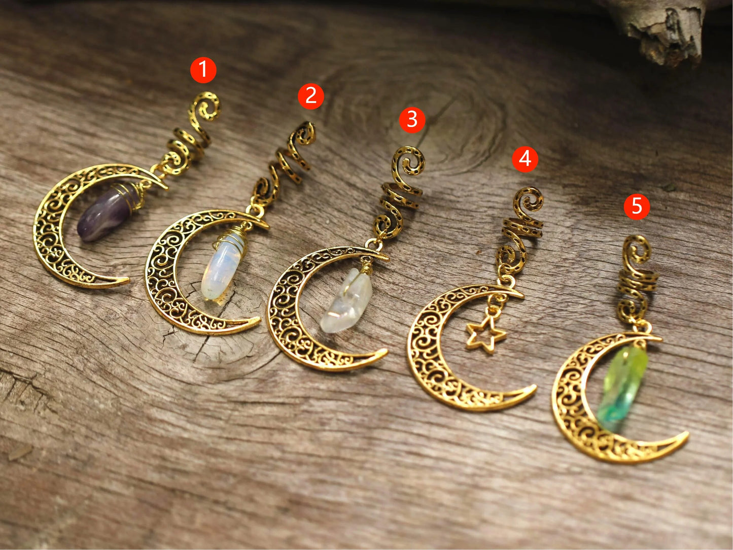 Golden Loc Jewelry Raw Crystal & Moonstone Braid