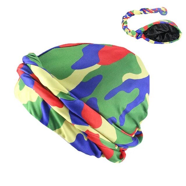 Halo Turban Durag for Men: Print/Satin Lined