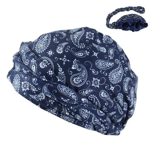 Halo Turban Durag for Men: Print/Satin Lined