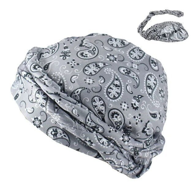 Halo Turban Durag for Men: Print/Satin Lined