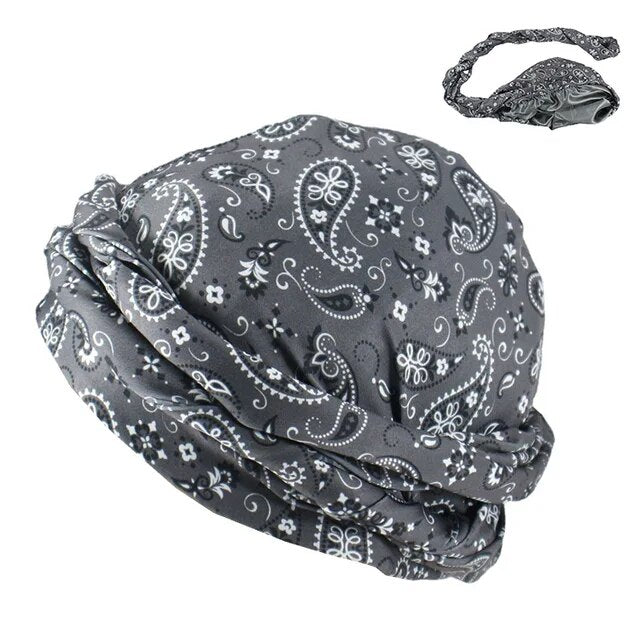Halo Turban Durag for Men: Print/Satin Lined