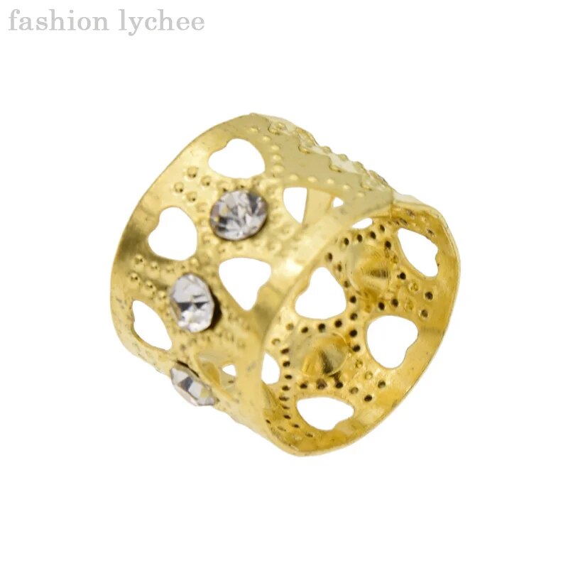 10pcs Golden Rhinestone Dreadlock Beads
