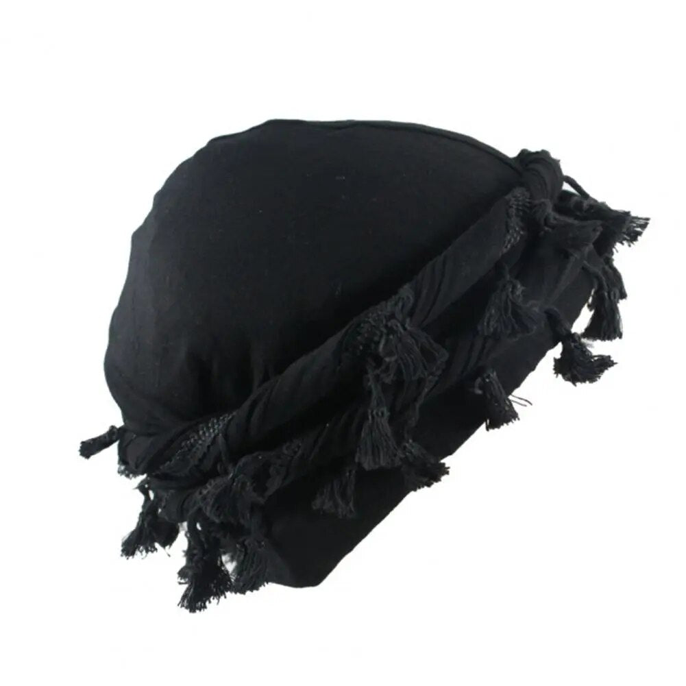 Black Halo Burr Turban Durag for Men: Satin Lined