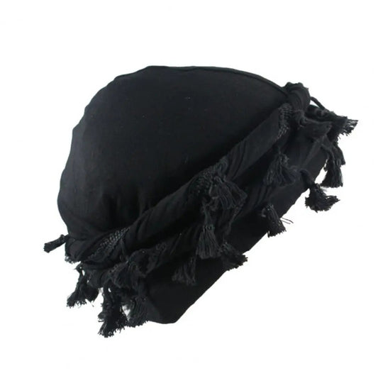 Black Halo Burr Turban Durag for Men: Satin Lined