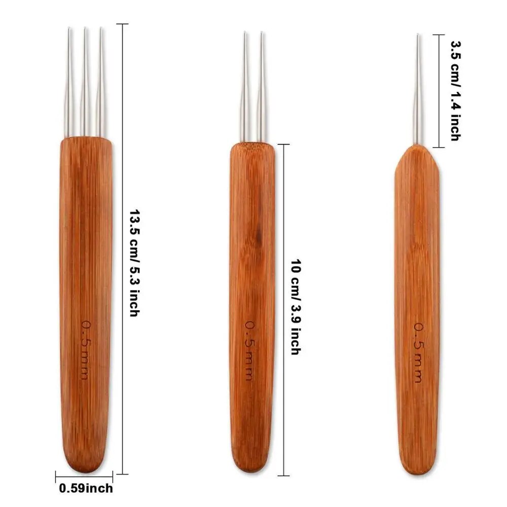 3pcs 0.5Mm/0.75Mm Single Double Triple Crochet Needle For Locs
